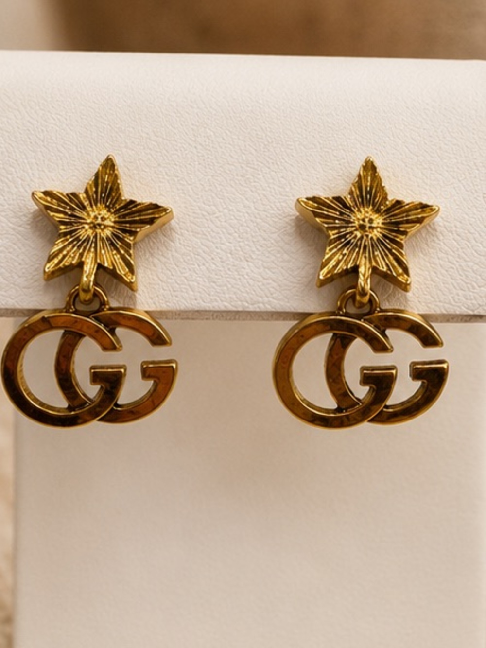 Gold Star Double G Dangle Earrings
